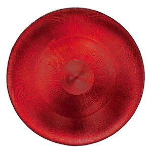 Set of 2 Pier 1 Salad Plates Irridescent Deep Red Glass Ribbed 8.75"